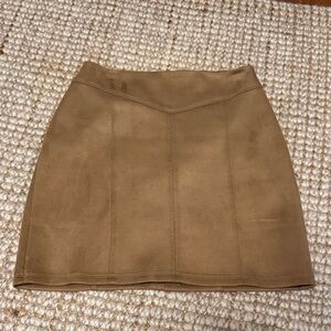 White House Black Market Faux Suede Tan Mini Skirt. Size 2.